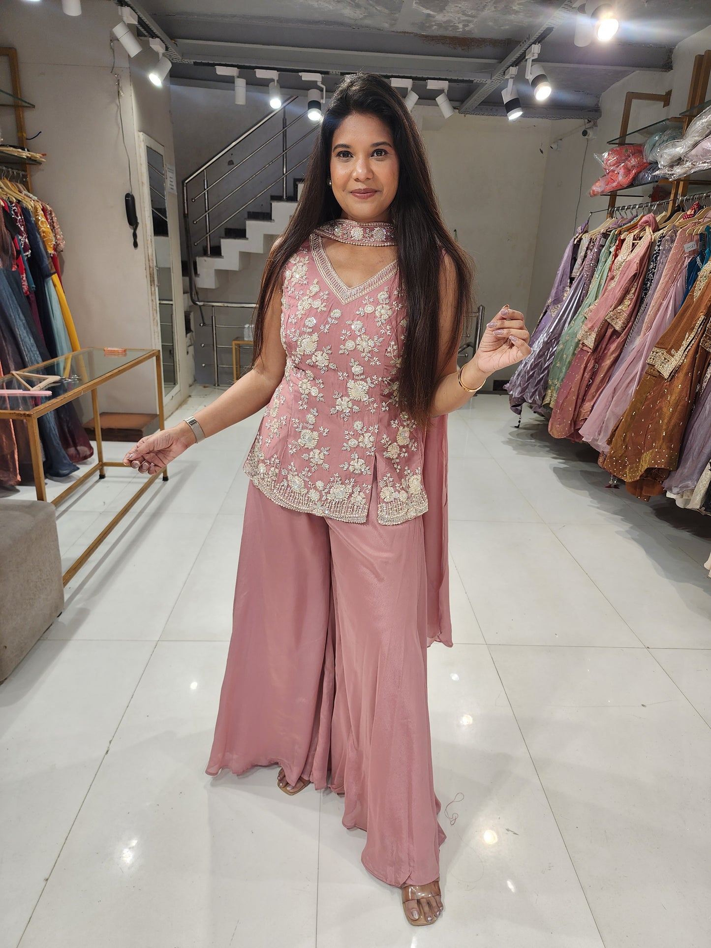 Peachy bebo indowestern dress