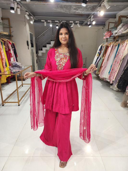 Noor Pink 3pc peplum dress