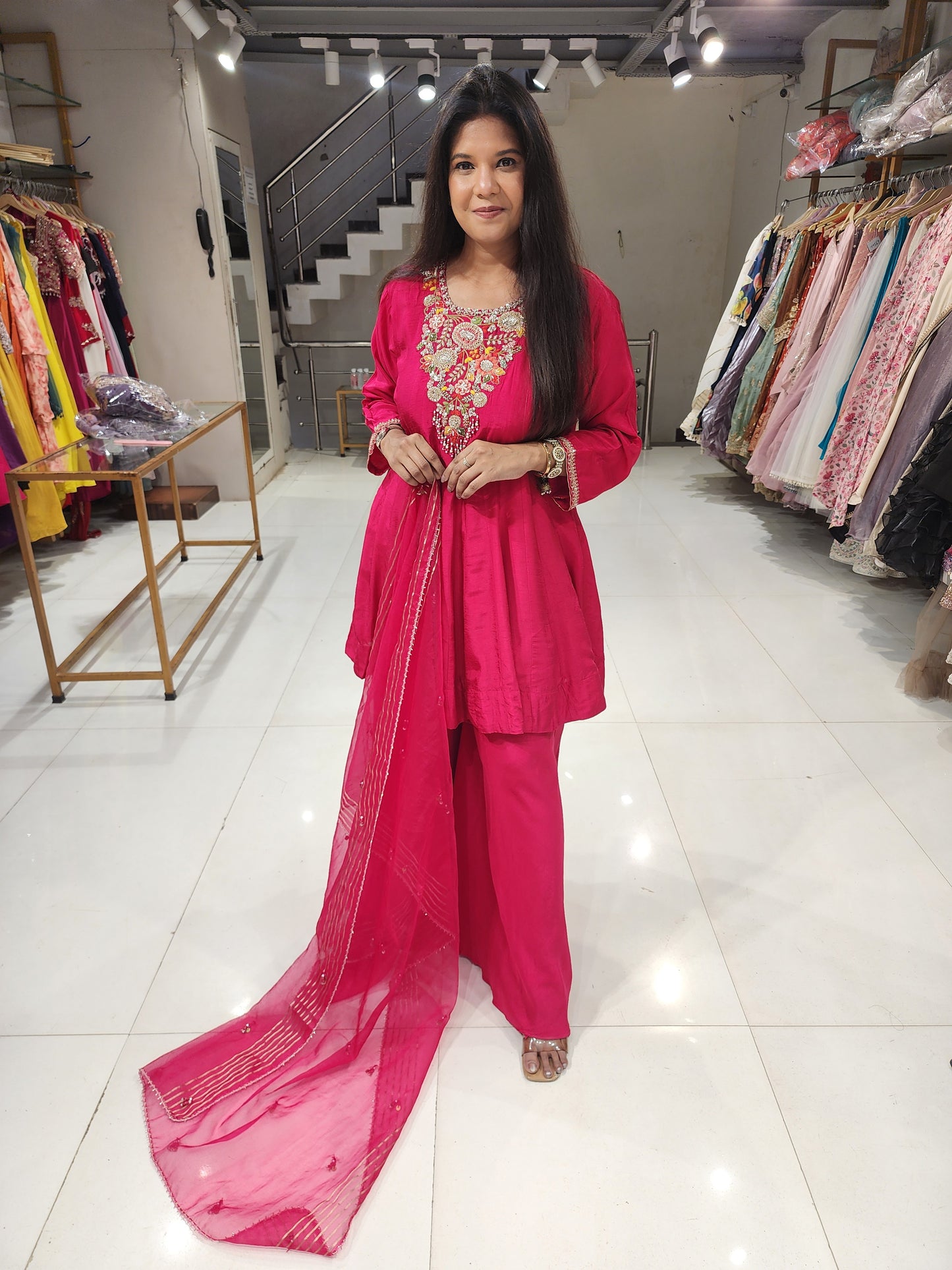 Noor Pink 3pc peplum dress