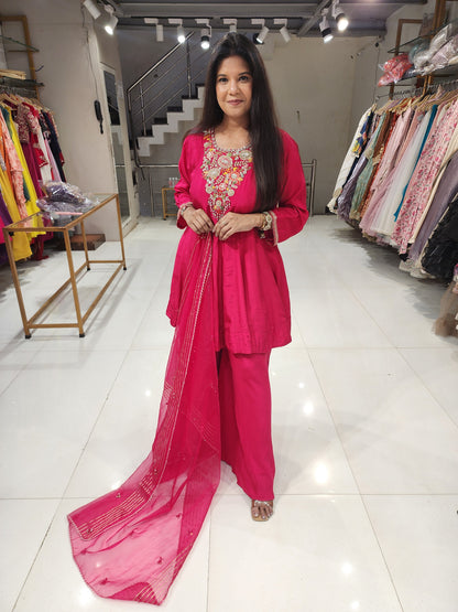 Noor Pink 3pc peplum dress