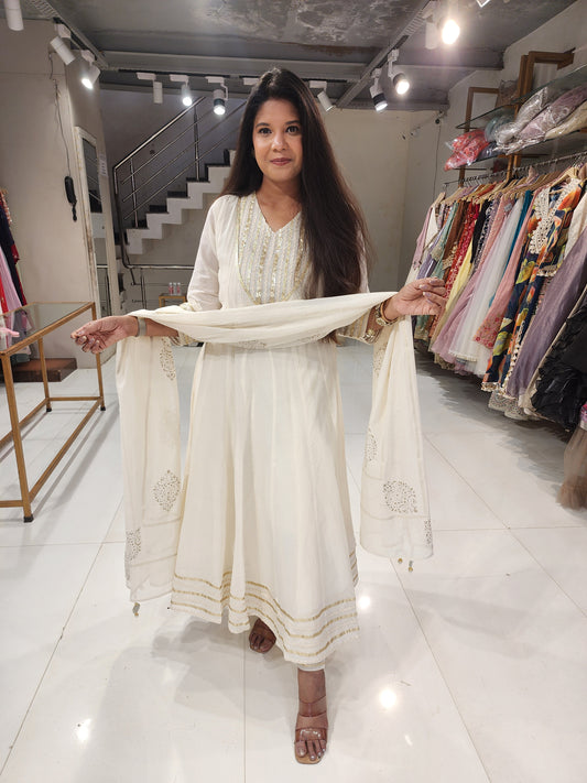 Angrakha mull cotton anarkali suit