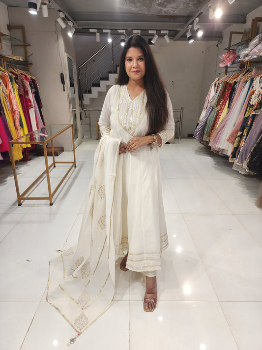 Angrakha mull cotton anarkali suit