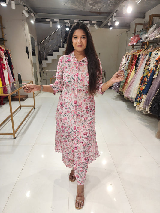 Floral print crepe long co-ord