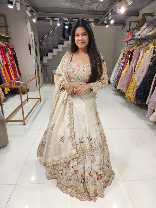 Flamingo ivory lehenga set