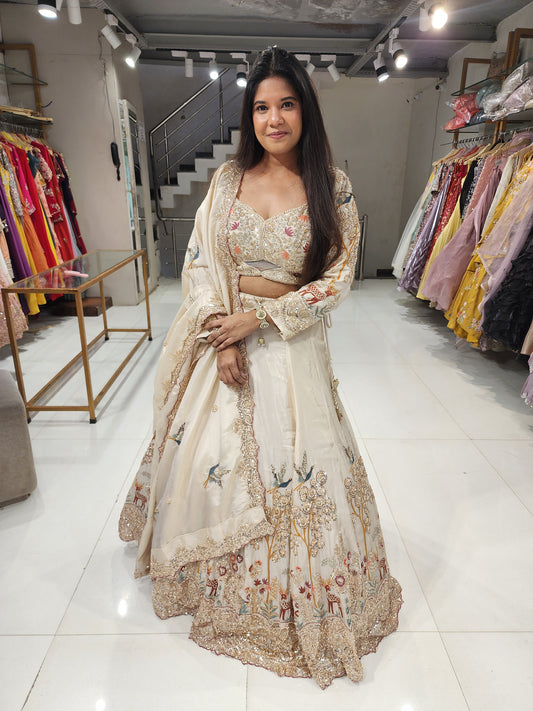 Flamingo ivory lehenga set