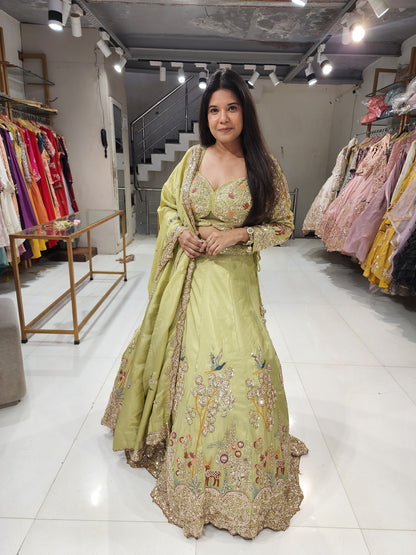 Flamingo green lehenga set