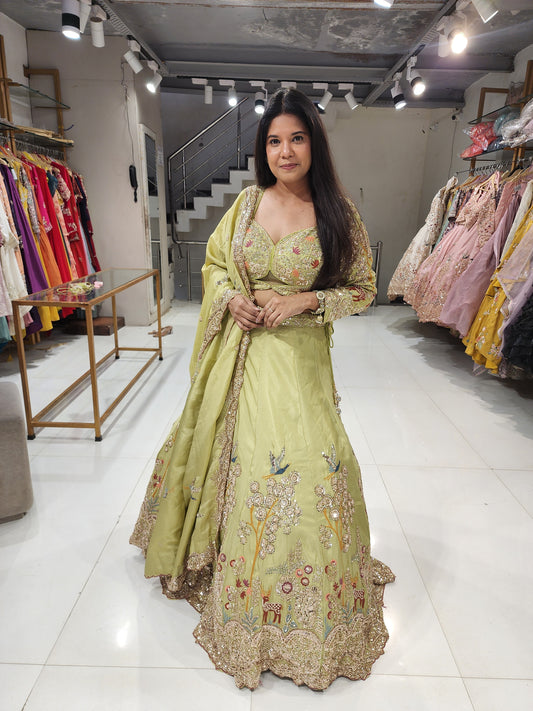 Flamingo green lehenga set