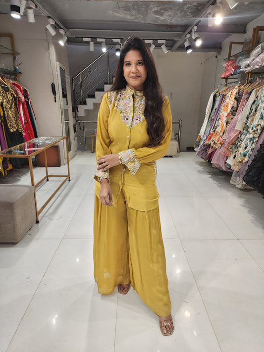 Yellow embroided co-ord set
