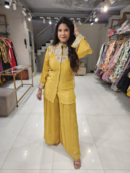Yellow embroided co-ord set