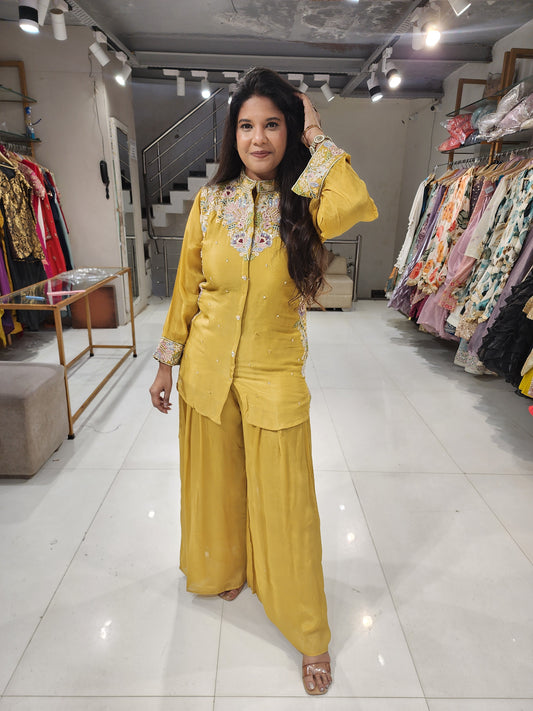 Yellow embroided co-ord set