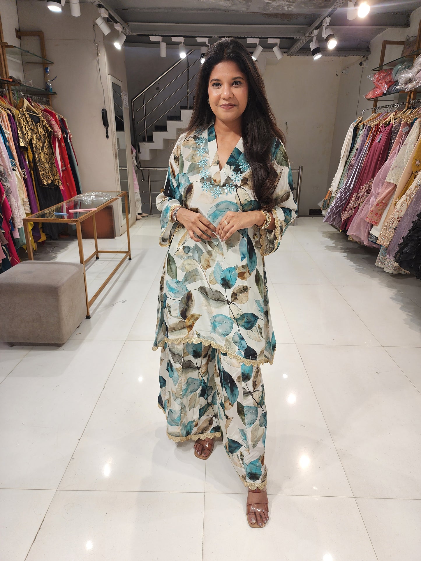 A line high low crepe co-ord set