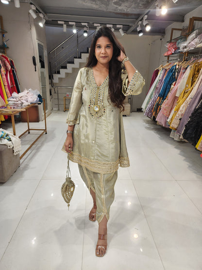 Ivory tulip co-ord set with potli