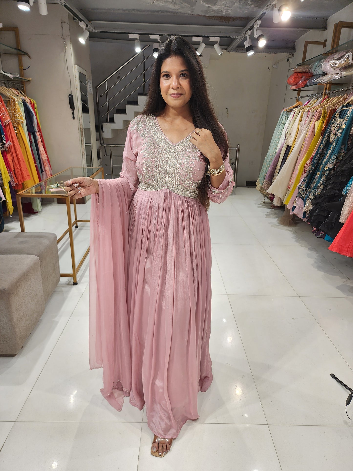 Princess Onion pink maxi gown
