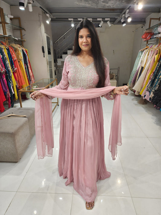 Princess Onion pink maxi gown