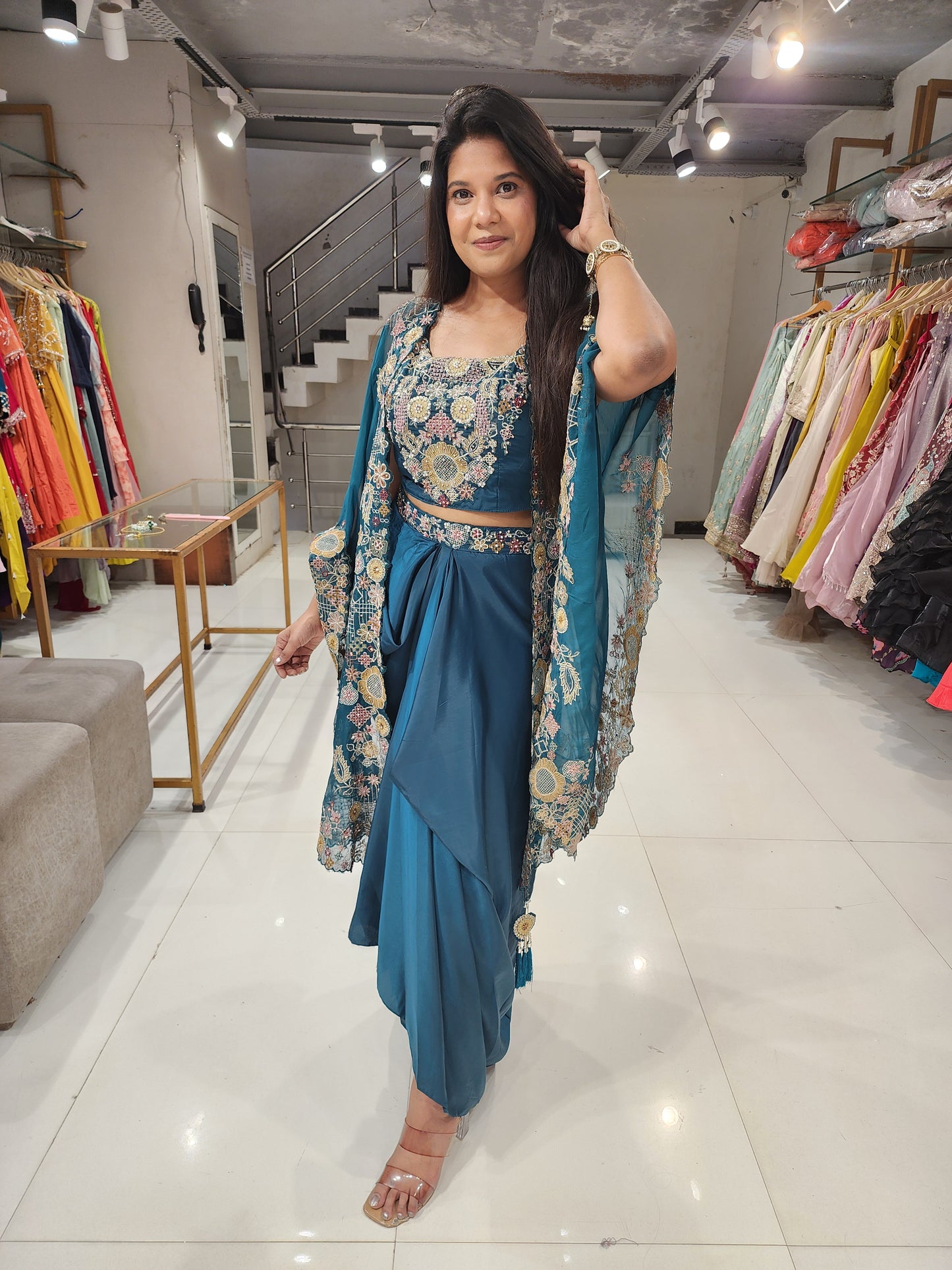 Zoya 3pc cape carnival dhoti set