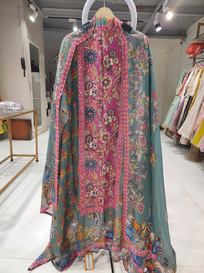 Unstitched organza kanha suit