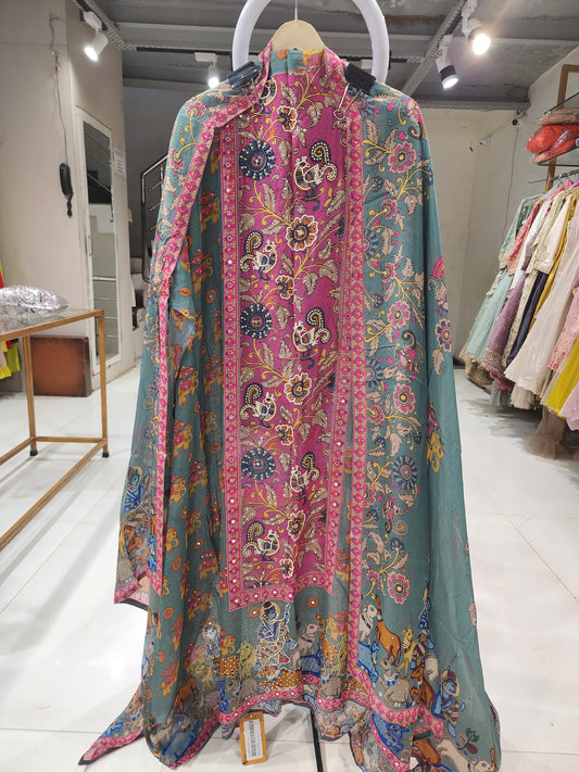 Unstitched organza kanha suit
