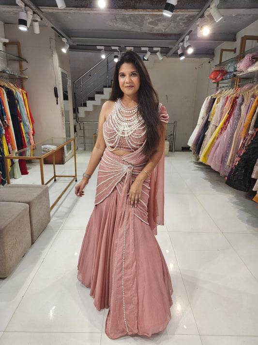 Pearl fishcut lehenga set