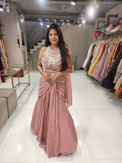 Pearl fishcut lehenga set