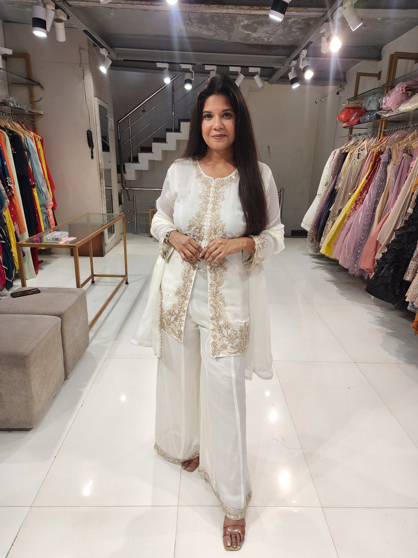 Off white centre slit co-ord set