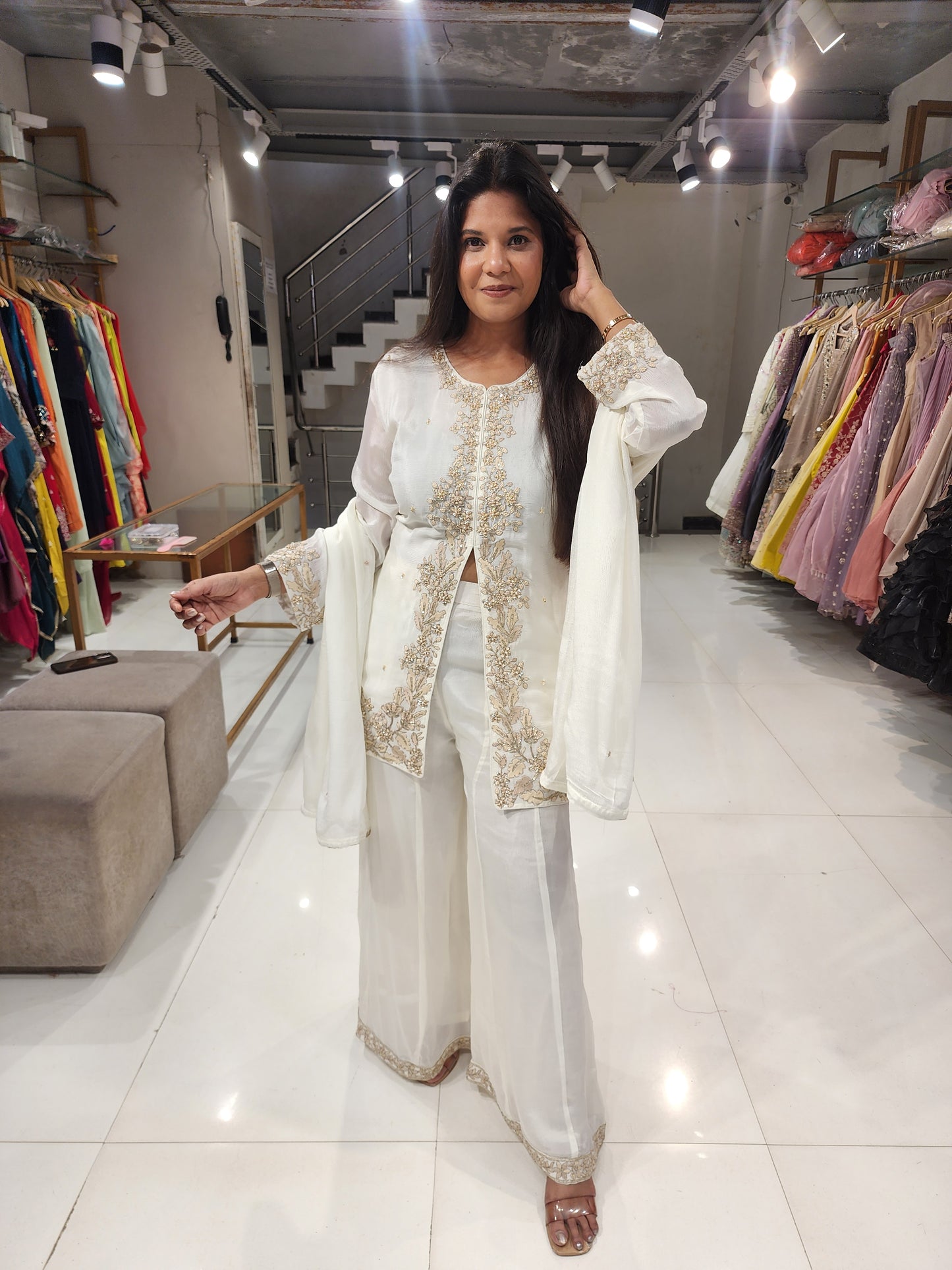 Off white centre slit co-ord set