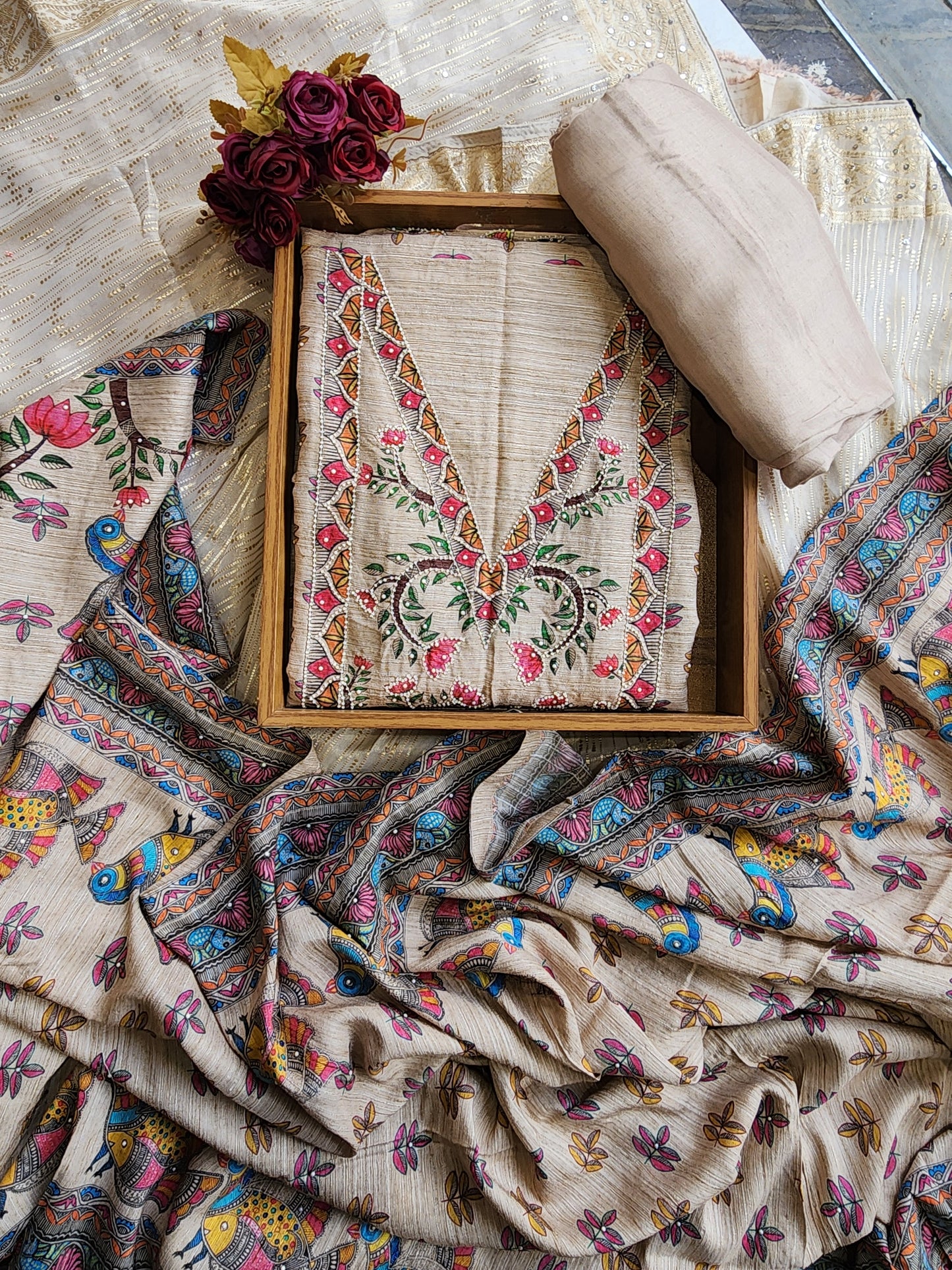 Jamdani unstitched suit