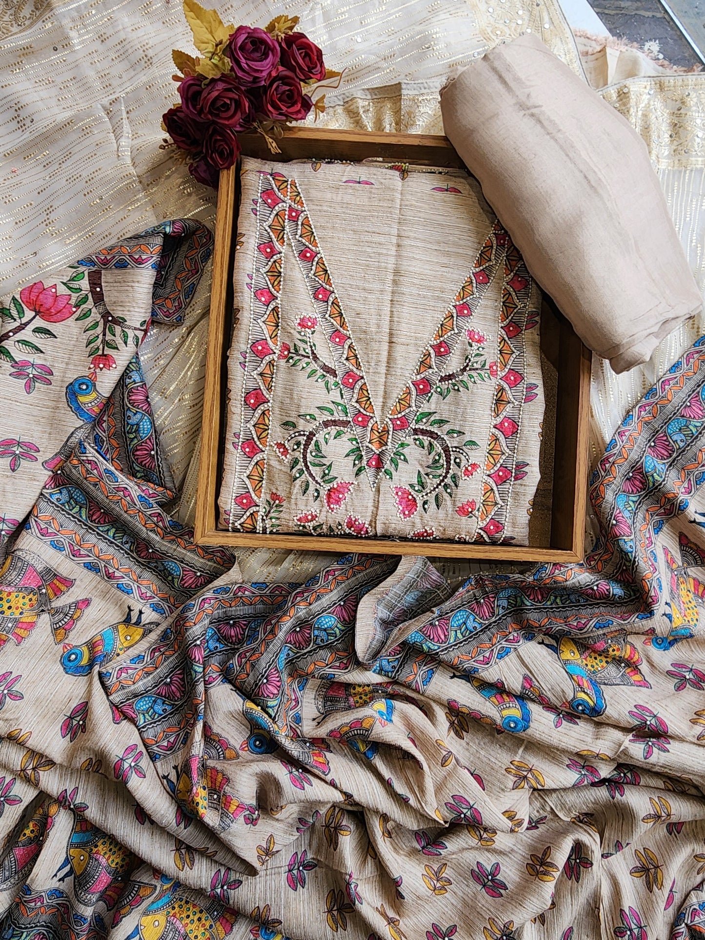 Jamdani unstitched suit