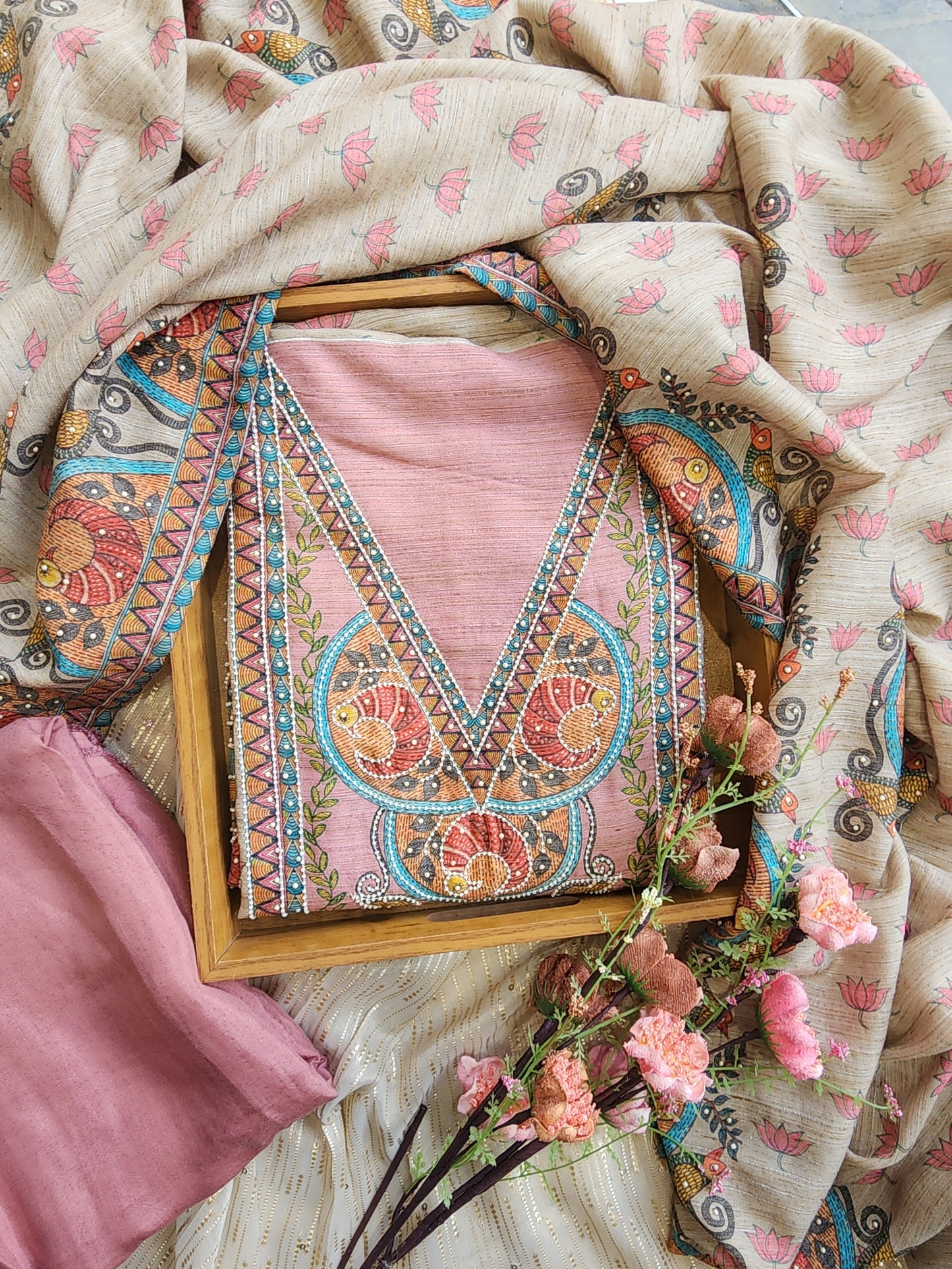 Jamdani unstitched suit