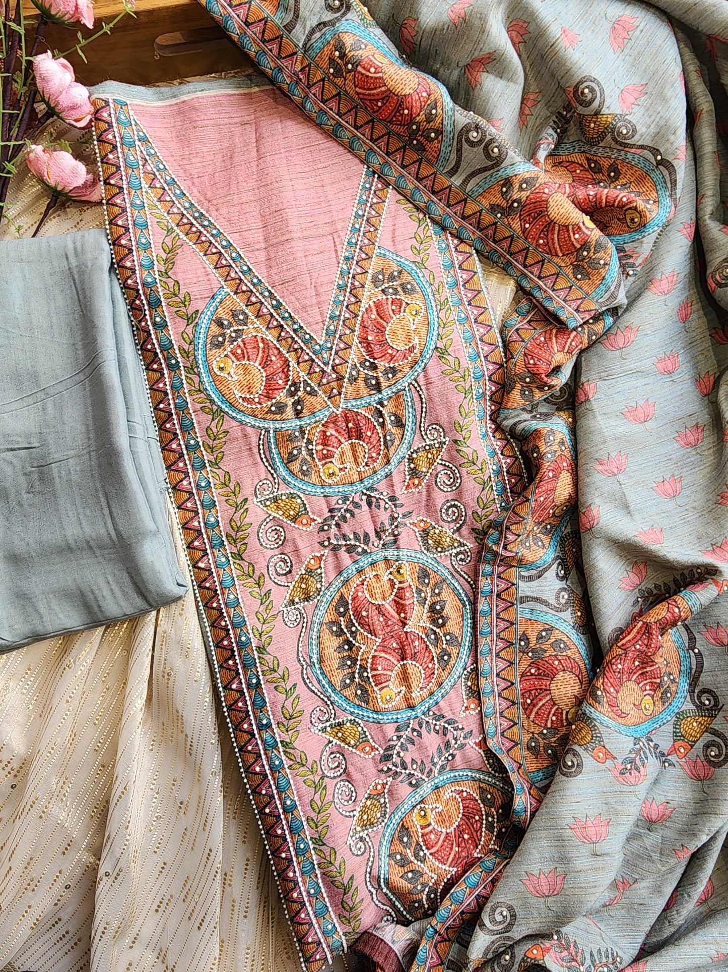 Jamdani unstitched suit