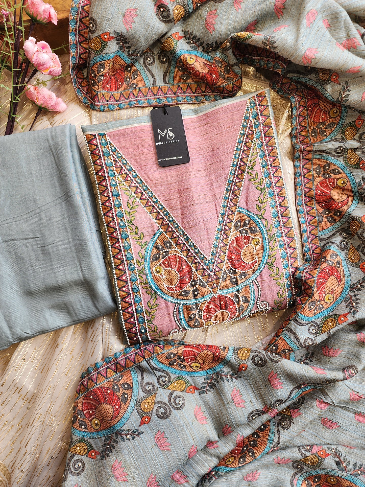 Jamdani unstitched suit