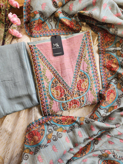 Jamdani unstitched suit