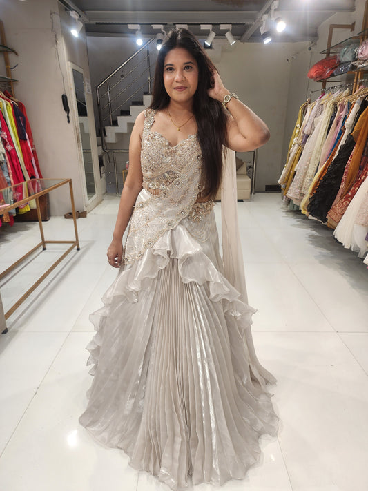 Mahima ivory jimmy choo drape lehenga