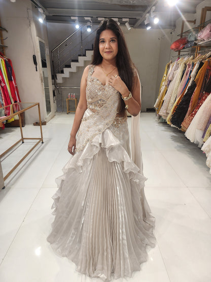 Mahima ivory jimmy choo drape lehenga