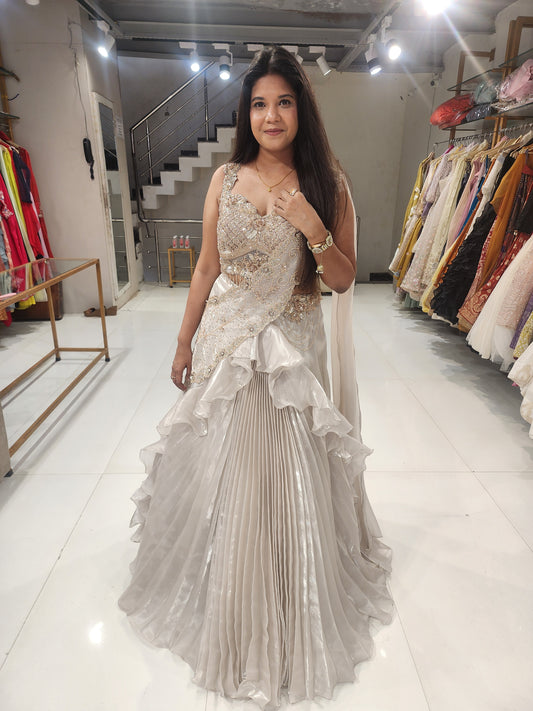 Mahima ivory jimmy choo drape lehenga