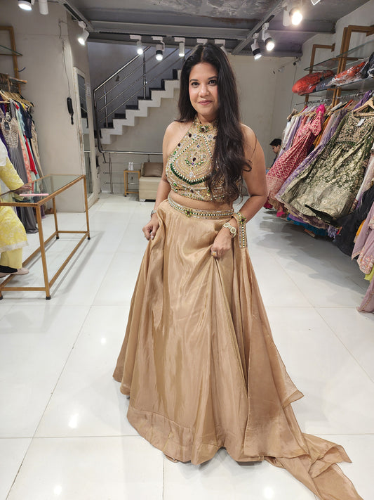 Emerald halter neck lehenga set