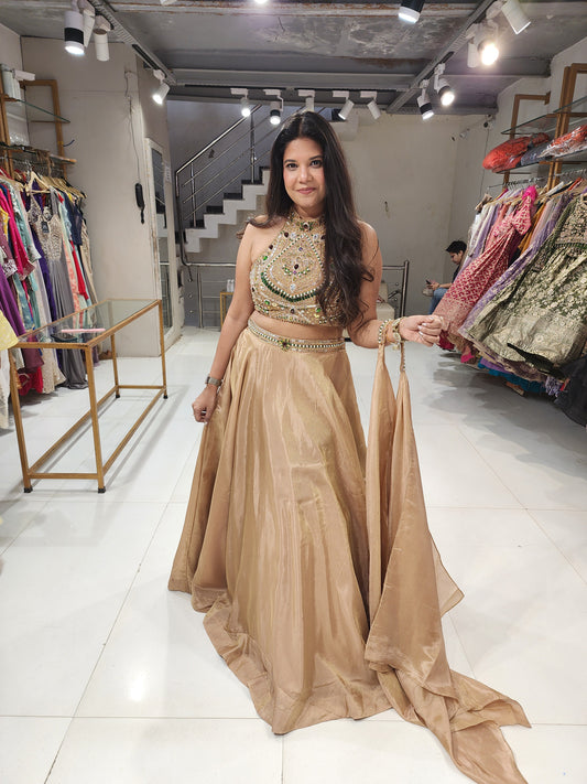 Emerald halter neck lehenga set