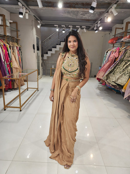 Emerald halter neck saree