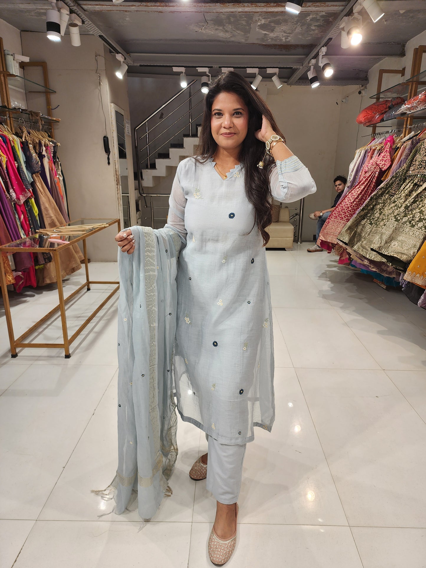 Celebrity inspired A line mull suit