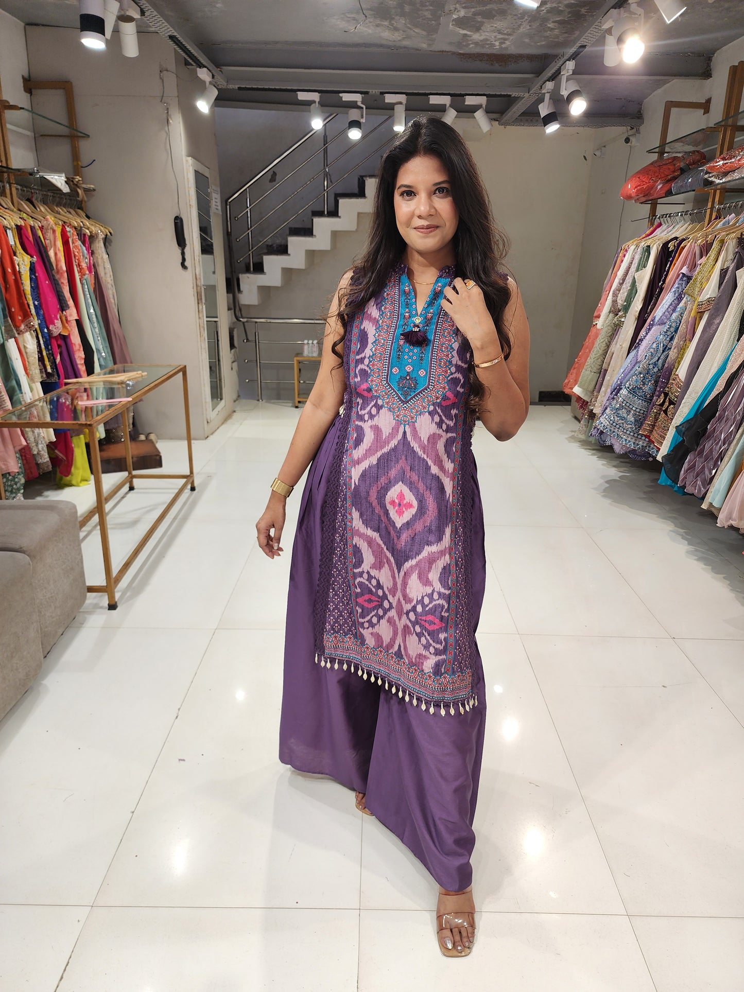 Ikkat purple co-ord set