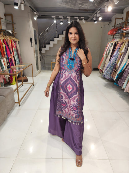 Ikkat purple co-ord set
