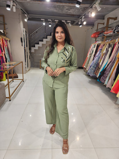 Green banana crepe co-ord set