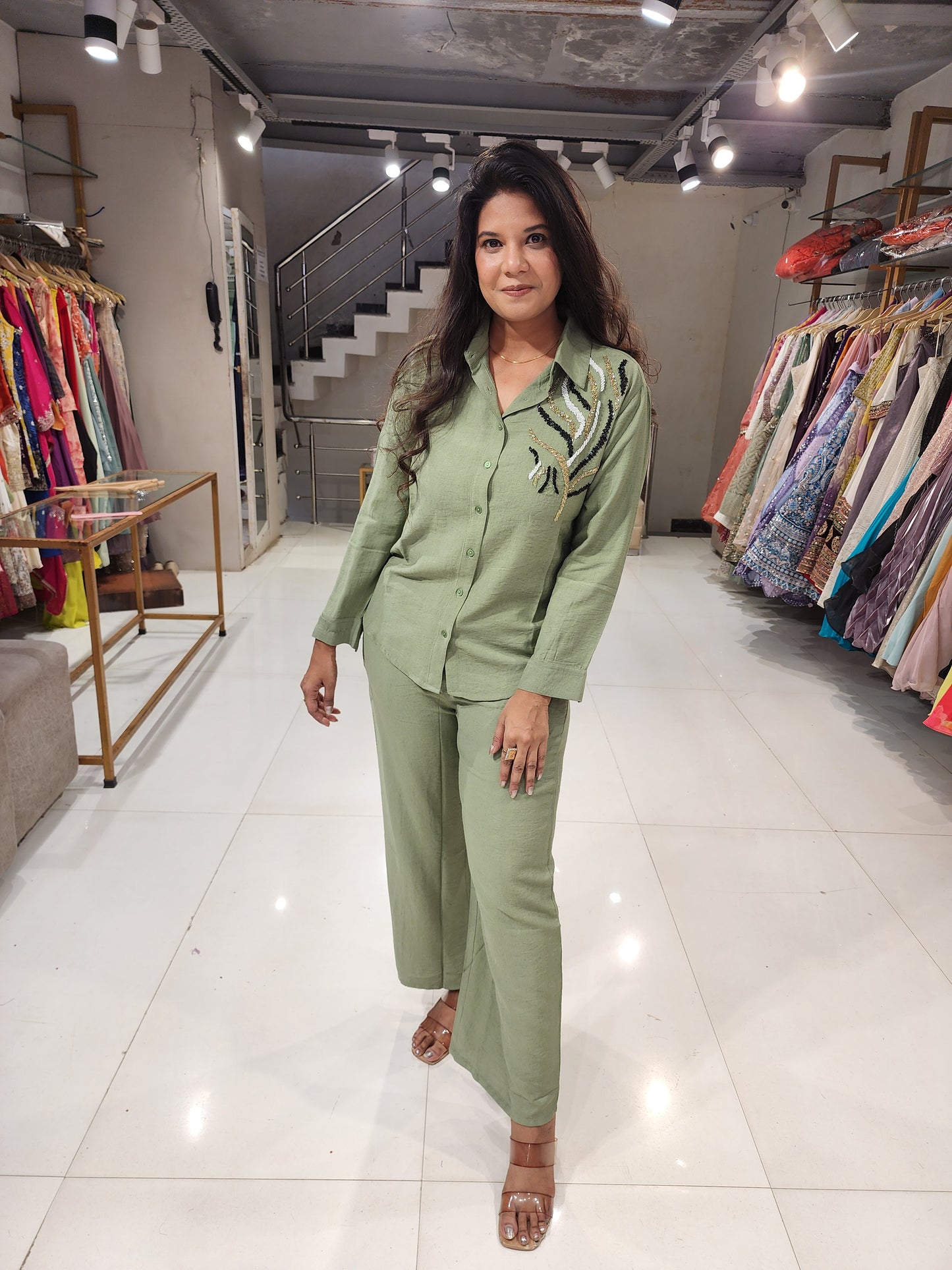 Green banana crepe co-ord set