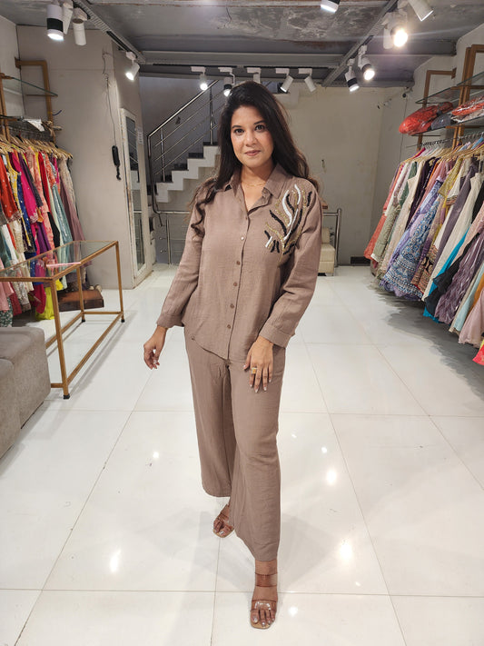 Brown banana crepe co-ord set