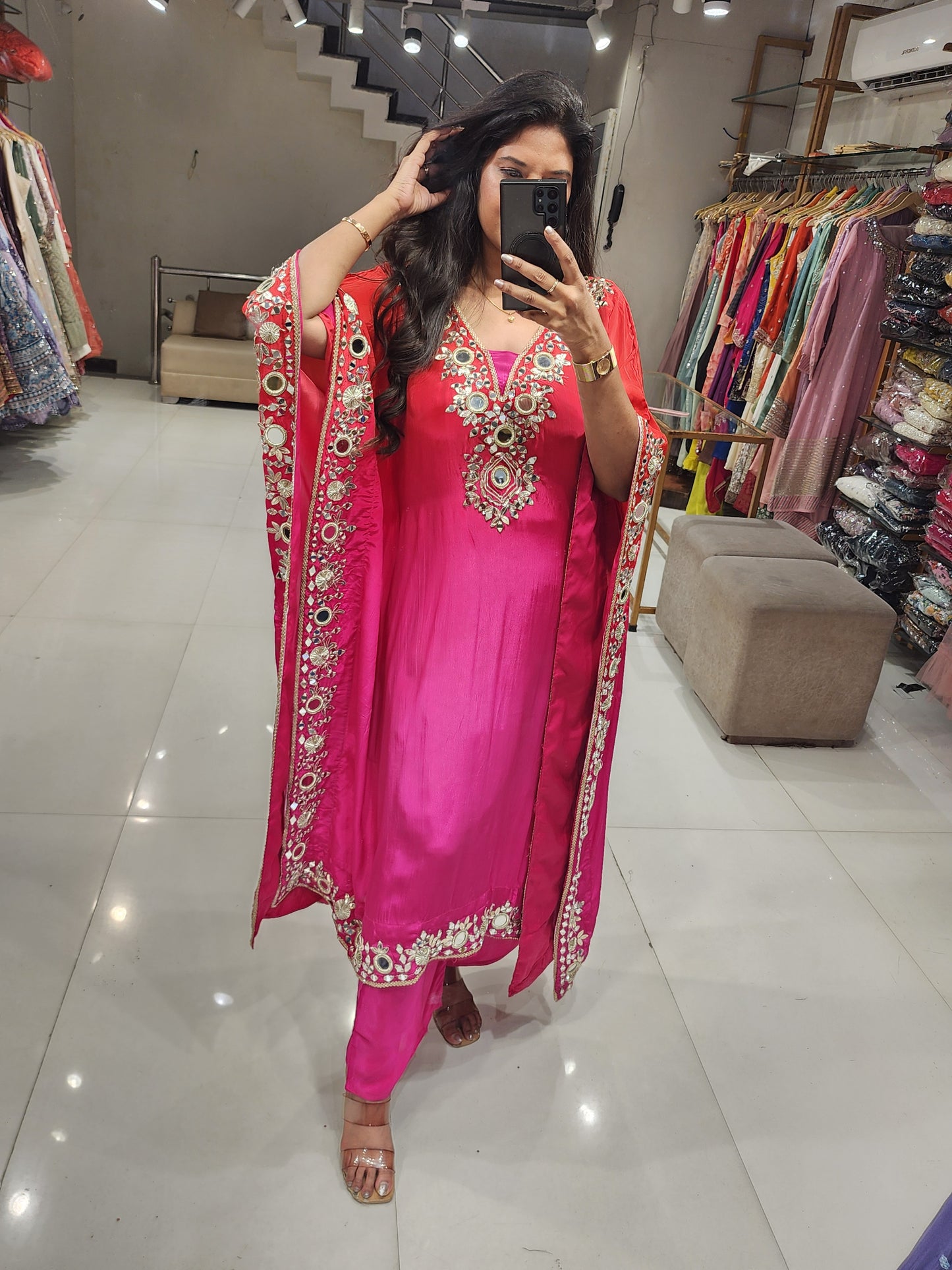 Noor crepe ombre kaftan suit