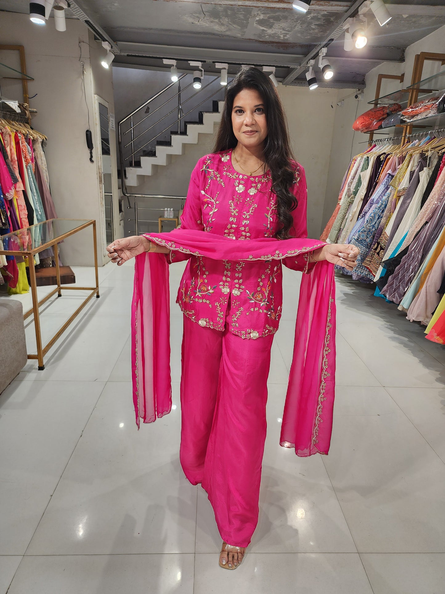 Hotpink embellished co-ord set