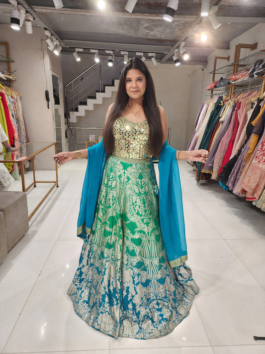 Shades of peacock carnival lehenga