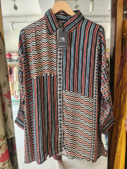 Ajrak shirts crepe