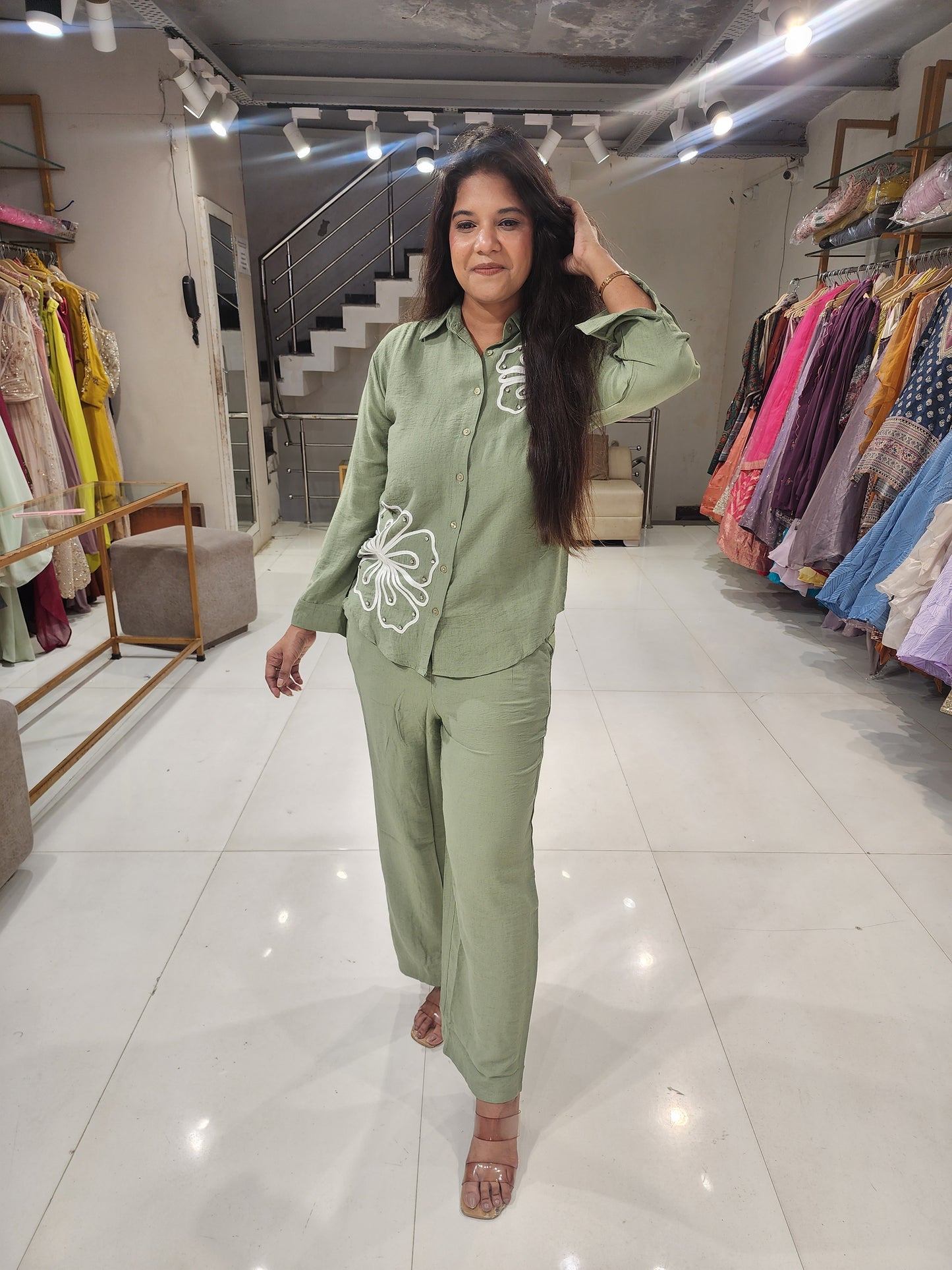 Green banana crepe co-ord set