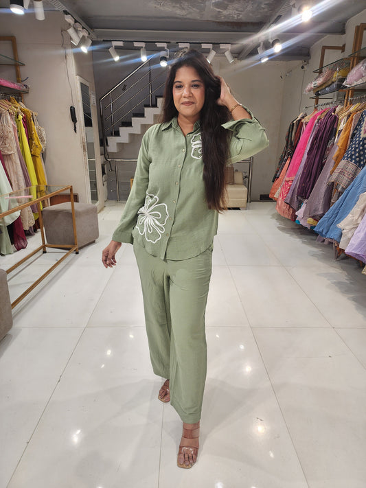 Green banana crepe co-ord set
