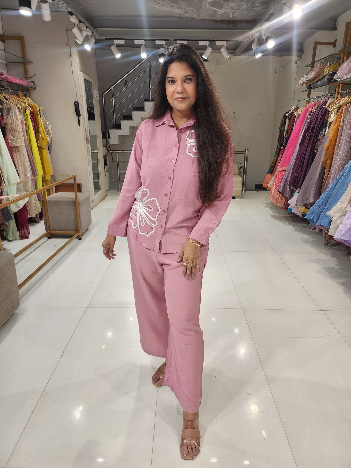Pink banana crepe co-ord set